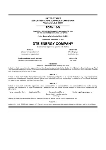 Thumbnail DTE Energy
 10-Q Quarterly Report FY2013 