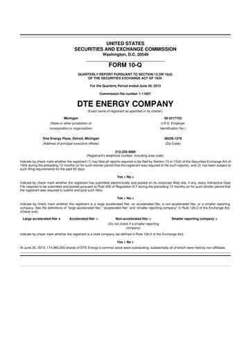 Miniature DTE Energy
 10-Q Rapport trimestriel 2013 