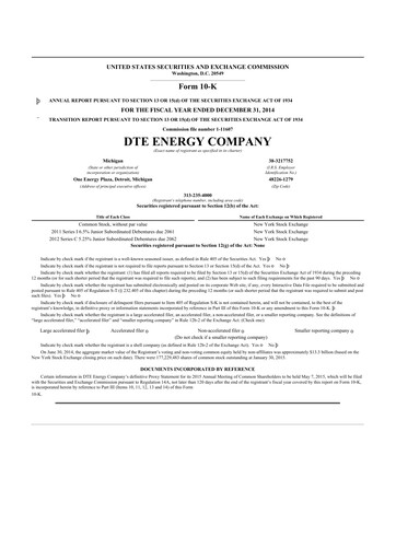 Thumbnail DTE Energy
 10-K Annual Report 2014