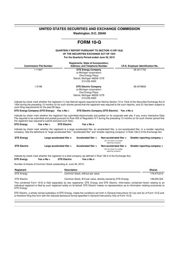 Thumbnail DTE Energy
 10-Q Quarterly Report FY 