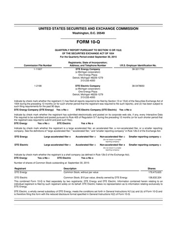 Thumbnail DTE Energy
 10-Q Quarterly Report FY 