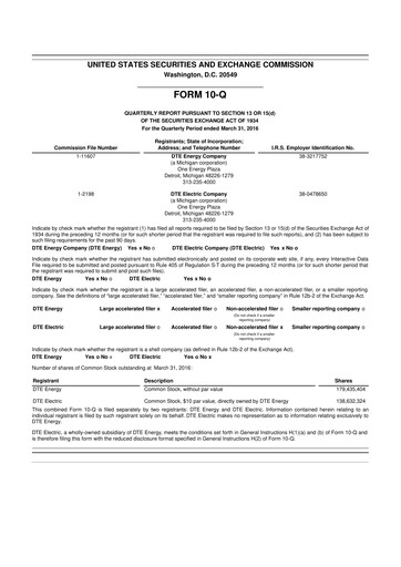Thumbnail DTE Energy
 10-Q Quarterly Report FY 