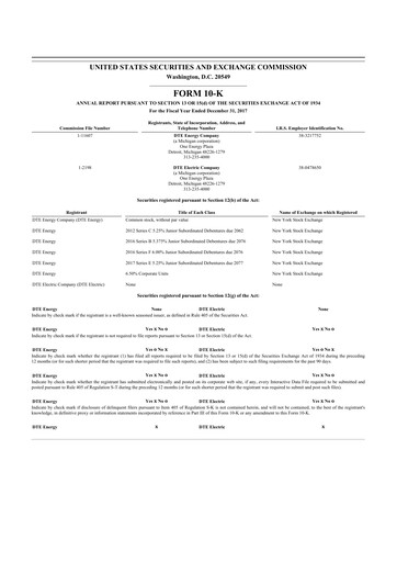 Thumbnail DTE Energy
 10-K Annual Report 