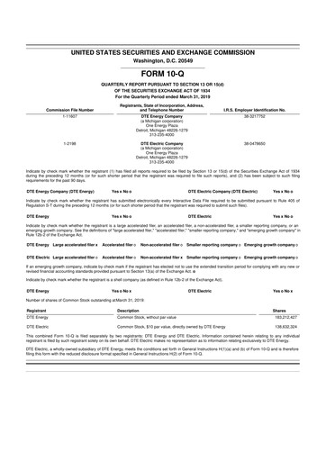 Thumbnail DTE Energy
 10-Q Quarterly Report FY2019 