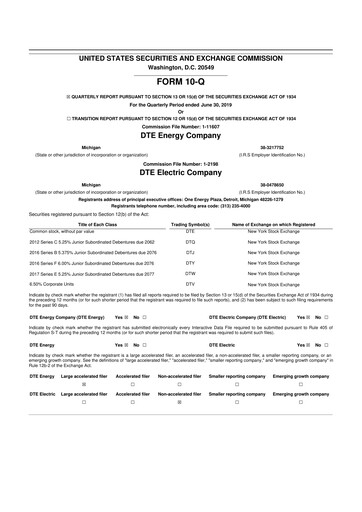 Thumbnail DTE Energy
 10-Q Quarterly Report FY2019 
