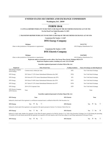 Thumbnail DTE Energy
 10-K Annual Report 2019