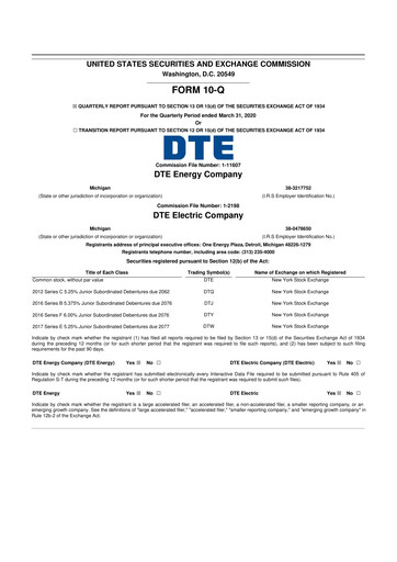 Thumbnail DTE Energy
 10-Q Quarterly Report FY2020 