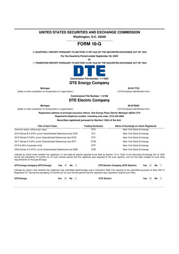 Thumbnail DTE Energy
 10-Q Quarterly Report FY2020 