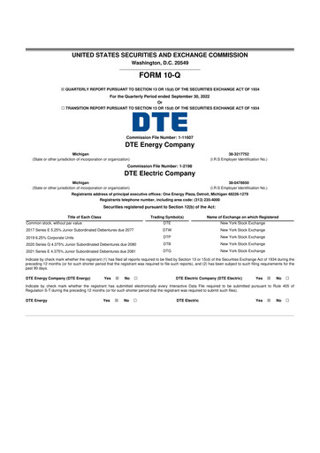 Thumbnail DTE Energy
 10-Q Quarterly Report FY2022 