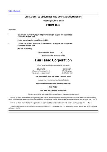 Thumbnail Fair Isaac (FICO) 10-Q Quarterly Report FY 