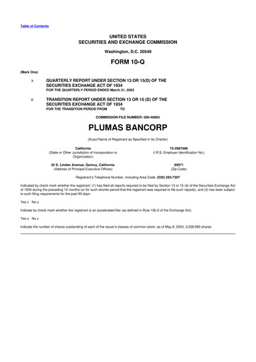 Vorschaubild Plumas Bancorp 10-Q Quartalsbericht  