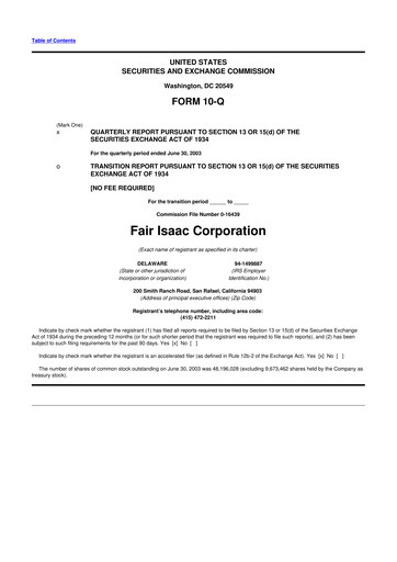 Thumbnail Fair Isaac (FICO) 10-Q Quarterly Report FY 