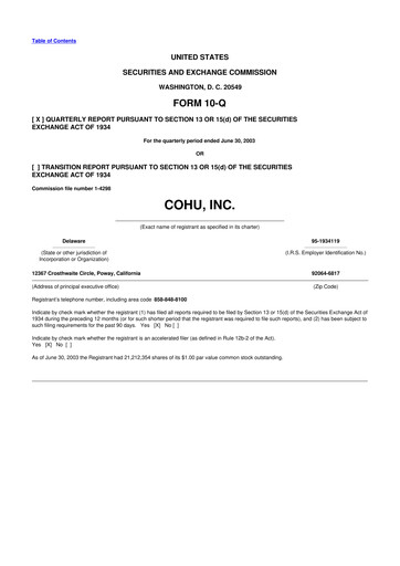 Thumbnail Cohu 10-Q Quarterly Report FY 