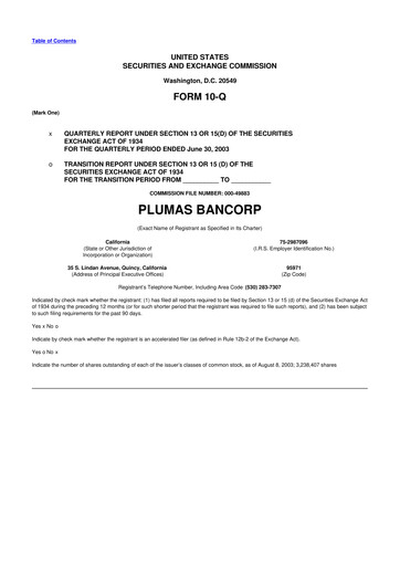 Vorschaubild Plumas Bancorp 10-Q Quartalsbericht  