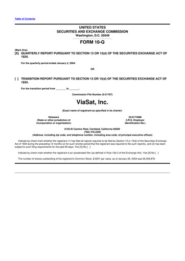 Miniature ViaSat 10-Q Rapport trimestriel  