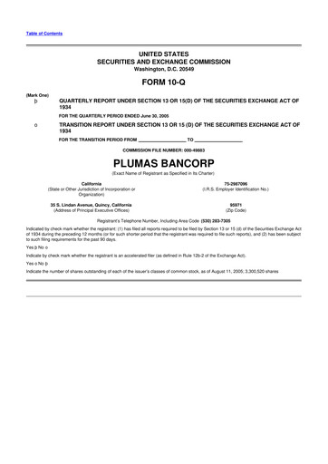 Vorschaubild Plumas Bancorp 10-Q Quartalsbericht  