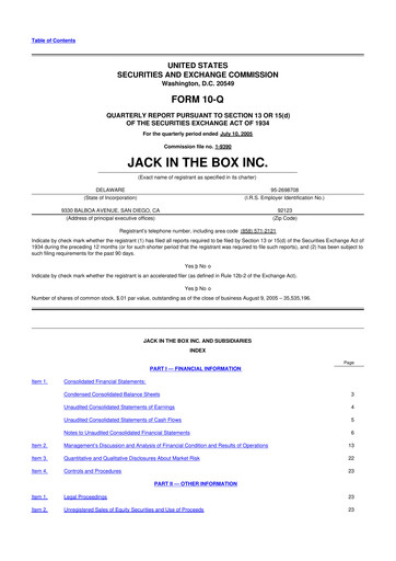 Thumbnail Jack in the Box
 10-Q Quarterly Report FY 