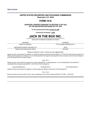 Thumbnail Jack in the Box
 10-Q Quarterly Report FY 