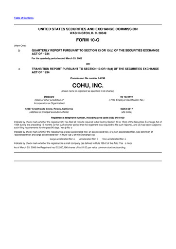 Thumbnail Cohu 10-Q Quarterly Report FY 