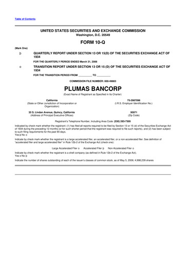 Vorschaubild Plumas Bancorp 10-Q Quartalsbericht  