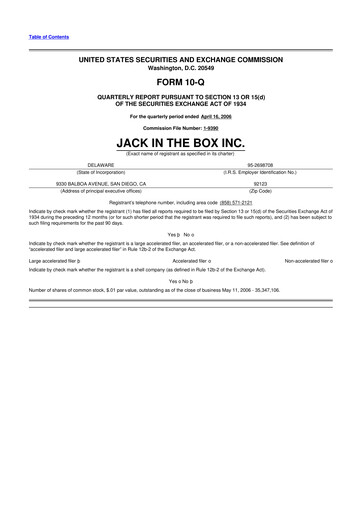 Thumbnail Jack in the Box
 10-Q Quarterly Report FY 