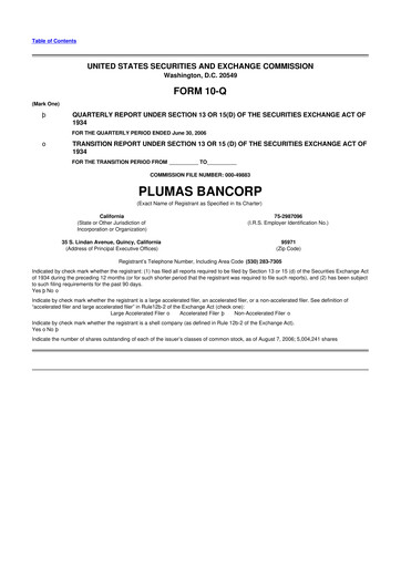 Vorschaubild Plumas Bancorp 10-Q Quartalsbericht  