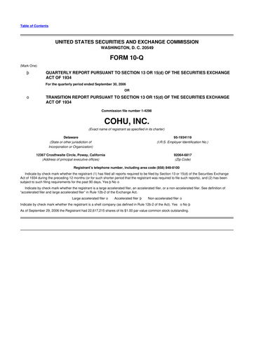 Thumbnail Cohu 10-Q Quarterly Report FY 