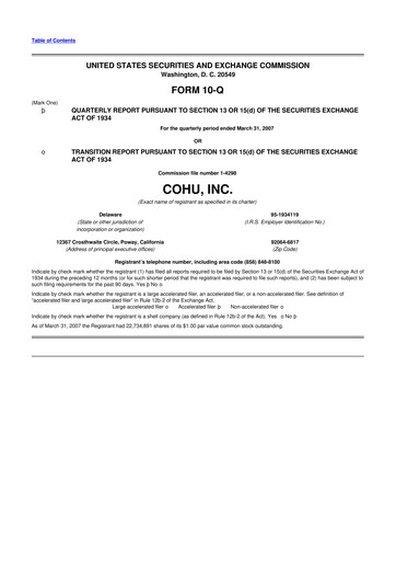 Thumbnail Cohu 10-Q Quarterly Report FY 