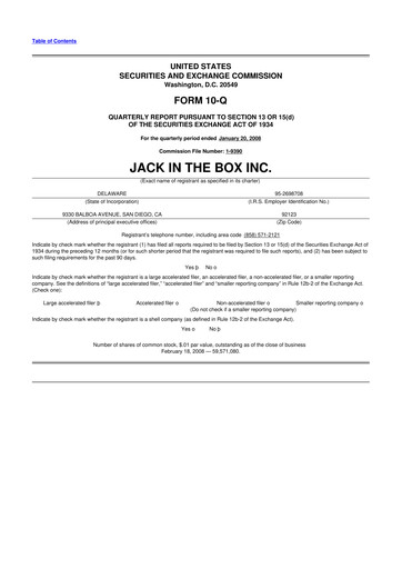 Thumbnail Jack in the Box
 10-Q Quarterly Report FY 