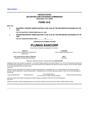 Vorschaubild Plumas Bancorp 10-Q Quartalsbericht  