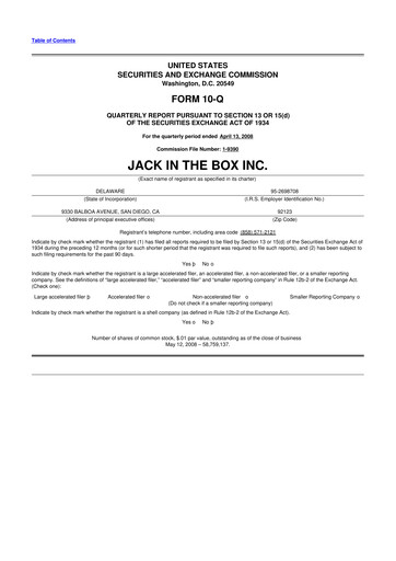 Thumbnail Jack in the Box
 10-Q Quarterly Report FY 