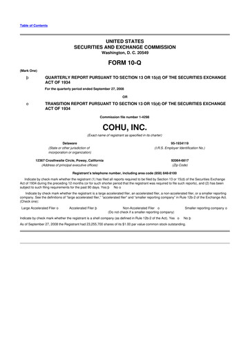 Thumbnail Cohu 10-Q Quarterly Report FY 