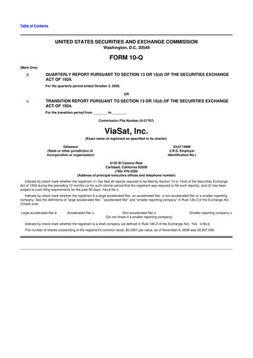 Miniature ViaSat 10-Q Rapport trimestriel  