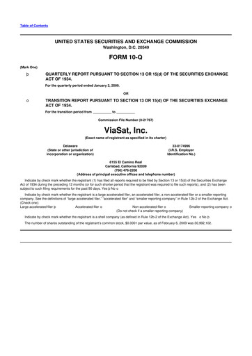 Miniature ViaSat 10-Q Rapport trimestriel  