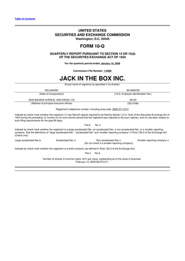 Thumbnail Jack in the Box
 10-Q Quarterly Report FY 