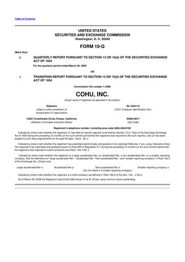 Thumbnail Cohu 10-Q Quarterly Report FY 