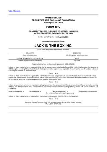 Thumbnail Jack in the Box
 10-Q Quarterly Report FY 