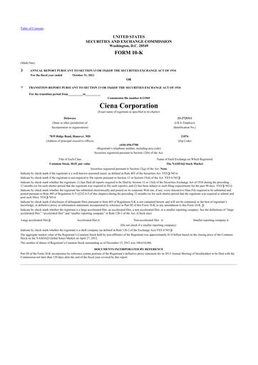 Thumbnail Ciena 10-K Annual Report 2012