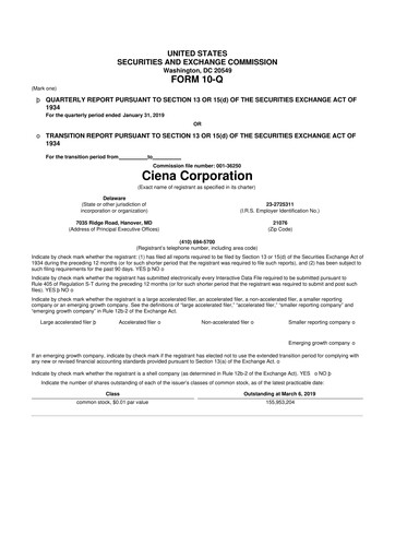 Thumbnail Ciena 10-Q Quarterly Report FY2019 