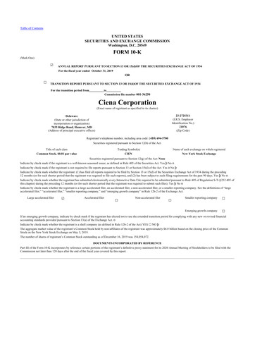 Thumbnail Ciena 10-K Annual Report 2019