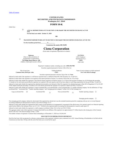 Thumbnail Ciena 10-K Annual Report 2020