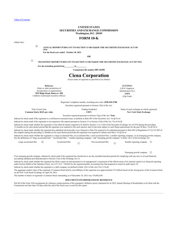 Thumbnail Ciena 10-K Annual Report 2021