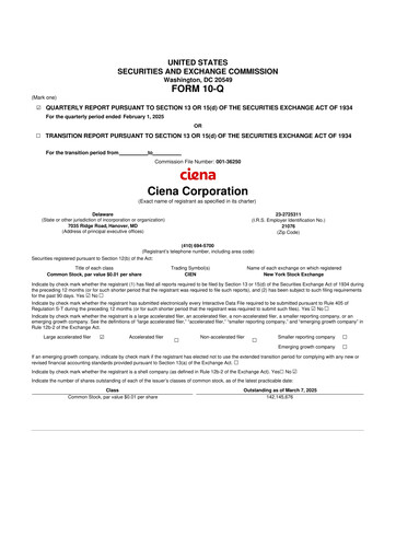 Thumbnail Ciena 10-Q Quarterly Report FY2025 