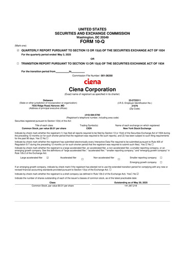 Thumbnail Ciena 10-Q Quarterly Report FY2025 