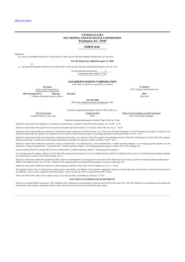 Thumbnail Lockheed Martin 10-K Annual Report 2020