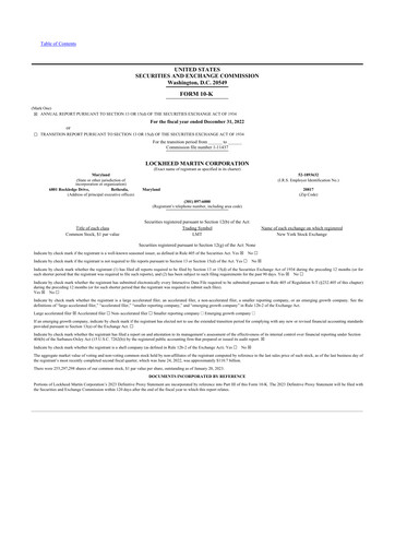 Thumbnail Lockheed Martin 10-K Annual Report 2022