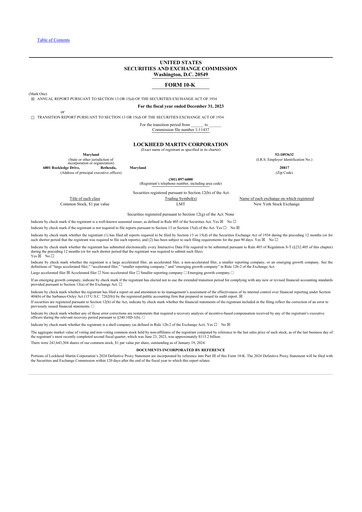 Thumbnail Lockheed Martin 10-K Annual Report 2023