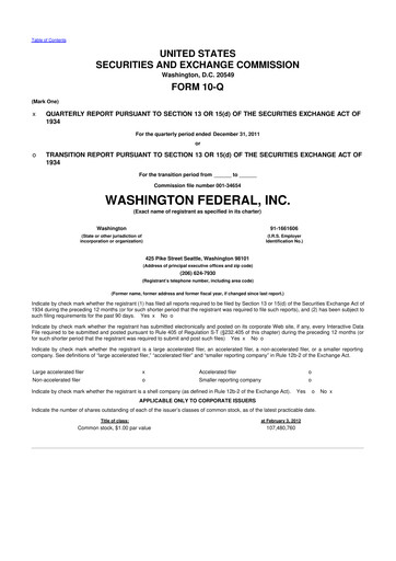 Thumbnail WaFd Bank 10-Q Quarterly Report FY2012 