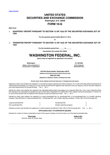 Thumbnail WaFd Bank 10-Q Quarterly Report FY2013 