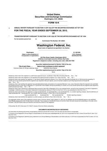 Thumbnail WaFd Bank 10-K Annual Report 2013